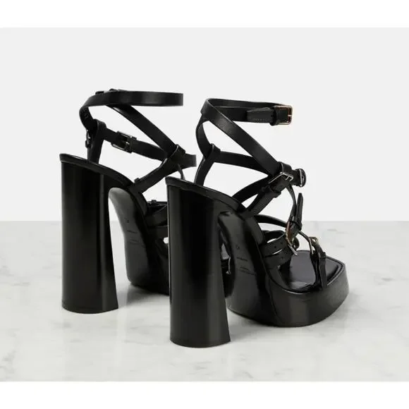 Saint Laurent Platz 38/ US Multi Buckle Strappy Platform Sandal